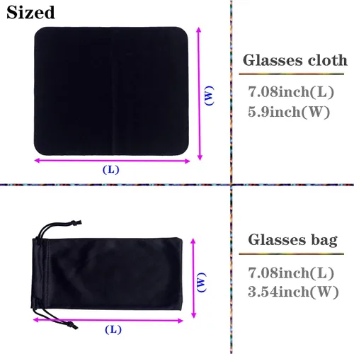 Vista 6 de ADBGV 3 fundas unisex rígidas para lentes, funda protectora para gafas, funda de gafas de sol con paño de limpieza A_negro+rosa+azul