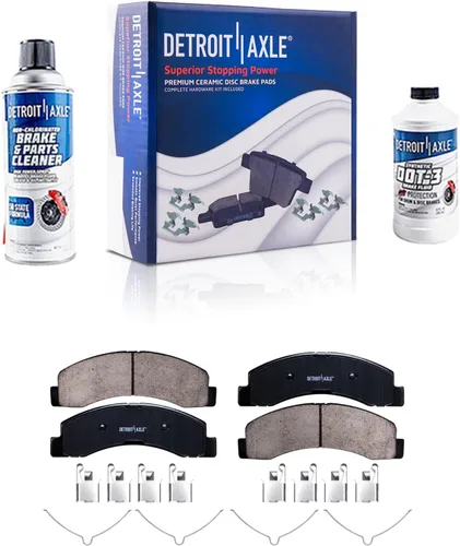 Vista 67 de Detroit Axle - Pastillas de freno para Ford F-150 99-03, 02 Lincoln Blackwood, Pastillas de freno de cerámica delanteras y traseras con repuesto