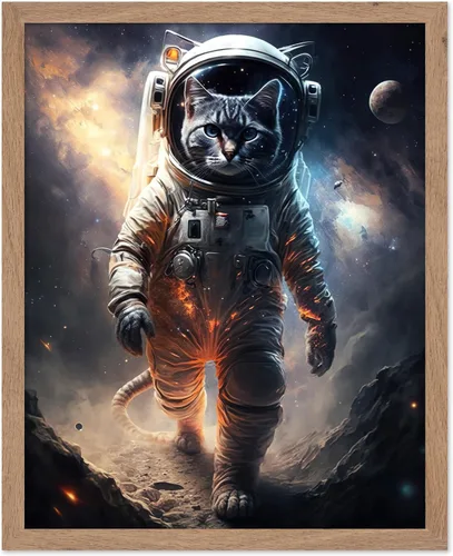 Vista 16 de Poster Master Póster vintage de animales – Impresión retro divertida – Regalo para artista, amigo – Oso Grizzly en traje espacial, astronauta, luna