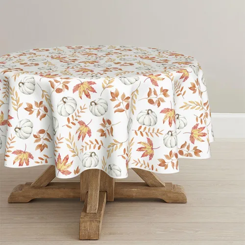 Vista 11 de Horaldaily Mantel rectangular de otoño de 52 x 70 pulgadas, diseño de calabazas y hojas azules de cosecha de otoño de Acción de Gracias