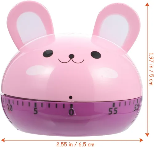 Vista 2 de 2pcs Cartoon Kitchen Mechanical Timer 60-Minute Countdown Timer Tool with Bear and Rabbit Shapes for Cooking Reminder and Time Management