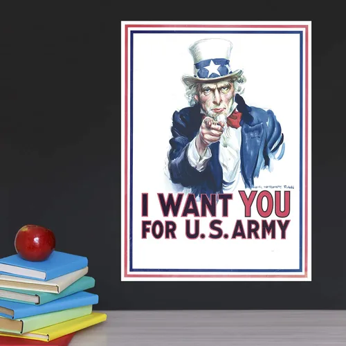 Vista 5 de Palace Learning Tío Sam - Póster con texto en inglés "I Want You For U.S. Army Poster – Póster de la Segunda Guerra Mundial – Segunda Guerra Mundial