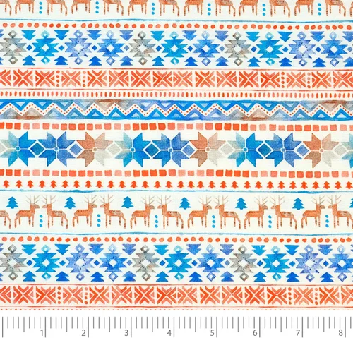 Vista 20 de Singer, 100% algodón, conejitos y zanahorias en azul, cortado por yarda