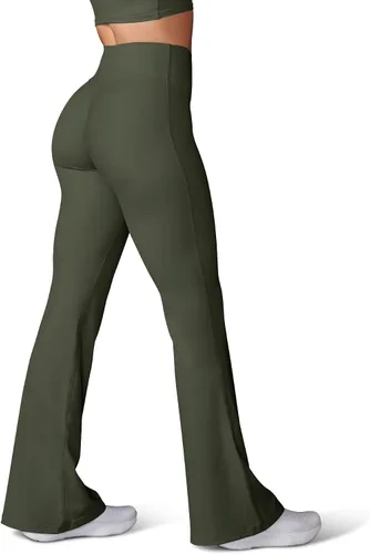Vista 34 de HEGALY Pantalones de yoga acampanados para mujer, leggings cruzados, suaves, de cintura alta, pantalones casuales de entrenamiento con corte de bota