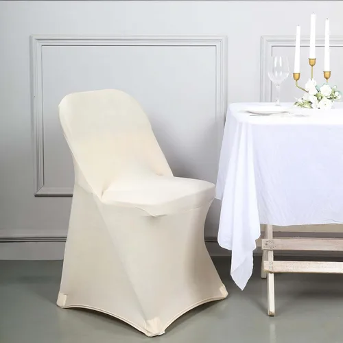 Vista 8 de Efavormart - Funda para silla plegable elástica de elastano, ajustable, para cenas, eventos, bodas, fiestas, banquetes, catering, color beige