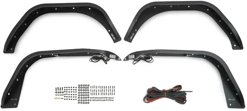 Vista 12 de DV8 Offroad Armor Fender Flares para Jeep Wrangler JL 2018-2026 Ancho estrecho Diseño de acero chapado en blindaje rígido (2) señales de giro
