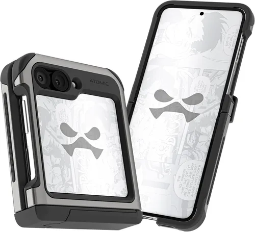 Vista 79 de Ghostek Atomic - Funda delgada para Galaxy Z Flip 4, parte trasera de aramida con parachoques de aluminio rojo, funda protectora de doble capa a