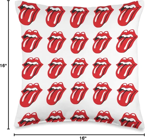 Vista 4 de The Rolling Stones - Almohada oficial de repetición de lengua blanca, 16.0 x 16.0 in, multicolor