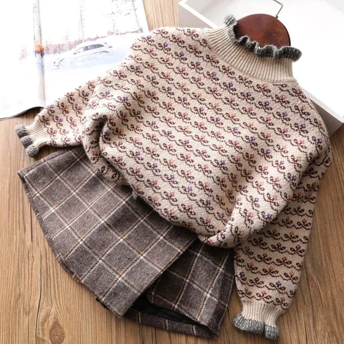 Vista 12 de Camisetas para bebé niña, suéter con mangas de suéter, ropa de una niña larga con fondo largo para niñas de bebé simple