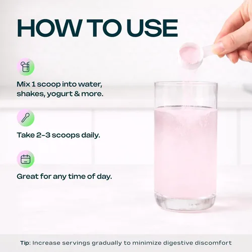 Vista 9 de Suplemento de fibra prebiótica para mujeres y hombres – 6g de polvo de fibra prebiótica – Mezcla diaria para la salud intestinal, hinchazón