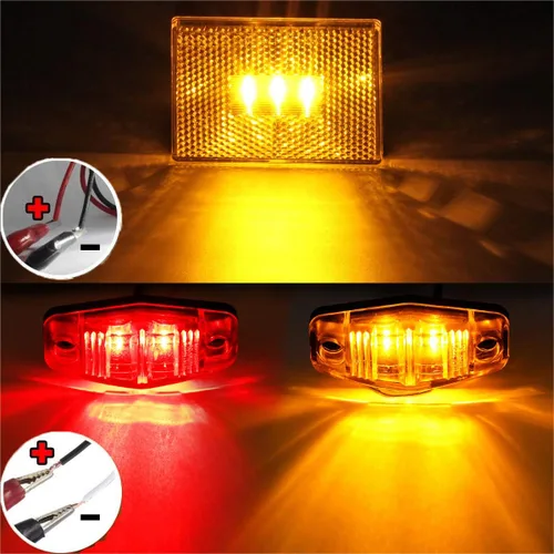 Vista 4 de Partsam Kit de luces sumergibles para remolque de 12 V, kit de LED cuadrado + barra de luz de identificación roja/ámbar de 14 pulgadas + luces