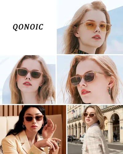Vista 2 de Gafas de sol rectangulares retro para mujer con cara pequeña, protección UV clásica de los años 80