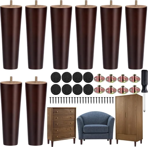 Vista 12 de TURSTIN 8 patas redondas para muebles de 3 pulgadas, patas redondas de madera maciza con tuercas en T M8, patas de sofá, patas de repuesto