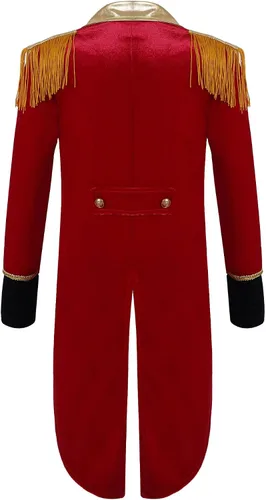 Vista 4 de JEYPINMI Kids Boys Deluxe Circus Outfit Lion Tamer Ringleader Fancy Dress Up Drum Majorette Cosplay Costume