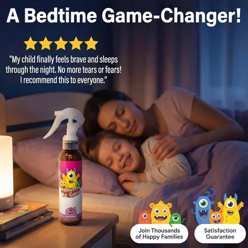 Vista 6 de Monsters Be Gone - Aerosol para el cuerpo y el lino, neutralizador de olores natural, no tóxico, ambientador de habitación para niños (polvo lácteo)