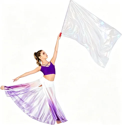 Vista 3 de Bandera de adoración con varilla escalable, bandera rectangular de poliéster de 45 pulgadas para danza al aire libre, banderas de baile de alabanza