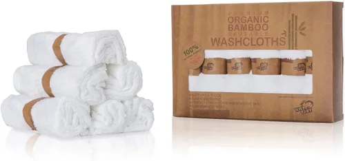 Vista 6 de Toallas de baño prémium para bebé (paquete de 6, 10 x 10 pulgadas), toallas 100% súper suaves, toallitas reutilizables, excelente juego de regalo