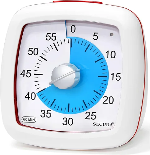 Vista 10 de Secura - Temporizador visual de 60 minutos, temporizador silencioso de estudio para niños y adultos, relojes de tiempo, temporizador de cuenta