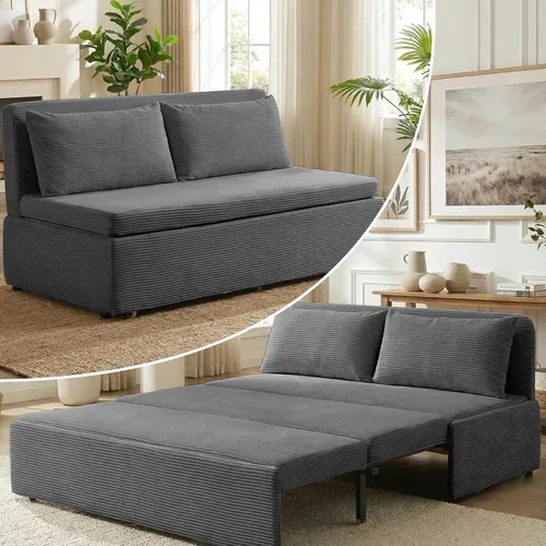 Vista 12 de Mjkone Sofá cama extraíble de 43 pulgadas, color beige
