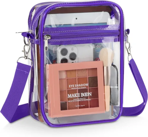 Vista 10 de MoKo Clear Bag Stadium Approved for Women, Crossbody Bag Purse Adjustable Strap Shoulder Bags for Concerts Sports Events