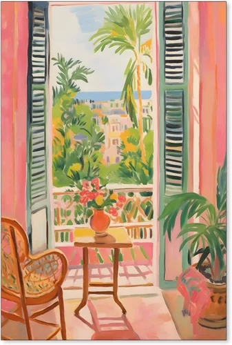Vista 24 de Póster de pintura al óleo colorida de ventana abierta, arte de pared abstracto impresionista famoso y moderno, impresiones de lienzo estético