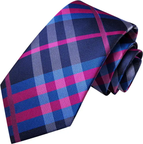 Vista 93 de Hi-Tie Corbata clásica de cachemira para hombre con pañuelo y gemelos a cuadros