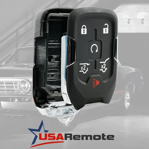 Vista 3 de Carcasa de llave inteligente con llavero de entrada sin llave compatible con 2014 2015 2016 2017 Chevy Tahoe Suburban / GMC Yukon (HYQ1AA)