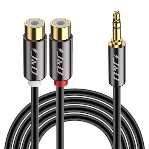 Vista 7 de J&D - Cable RCA a 3,5 mm, cable auxiliar macho de 3,5 mm a 2 RCA hembra chapado en oro, divisor estéreo en Y para smartphone, tableta, MP3