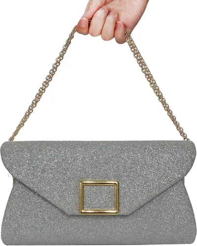 Vista 6 de sioglam Bolso de mano de noche con purpurina para mujeres y niñas, bolsa de baile de graduación, cóctel, fiesta, boda, noche