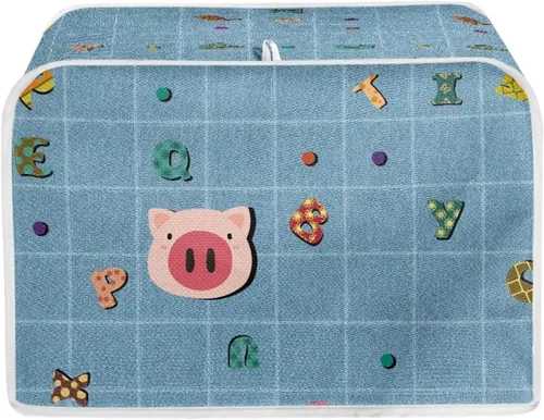 Vista 26 de Cubierta para tostadora de 2 rebanadas con tema de desayuno para cocina, lavable para electrodomésticos, cubierta para hacer pan, resistente a