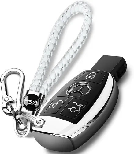 Vista 10 de Intermerge para funda de llavero Mercedes Benz, funda de llave de TPU suave premium compatible con Mercedes Benz C E S M CLS CLK G Class, llave Azul