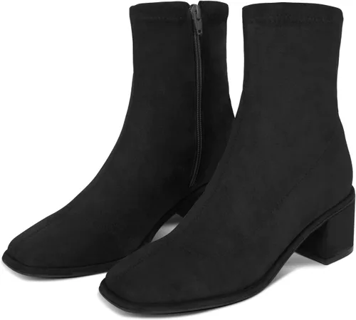 Vista 5 de Women's Ankle Boots & Booties, BEST TRENDY Sock Booties Square Toe Boots Side Zipper Square Toe Mid Chunky Heel Elastic Booties for women