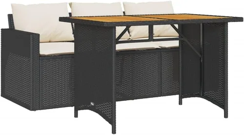 Vista 10 de Brown PE Rattan 3-Seater Outdoor Sofa, Steel Frame Rectangular Garden Bench with Cushions for Patio, Balcony and Terrace