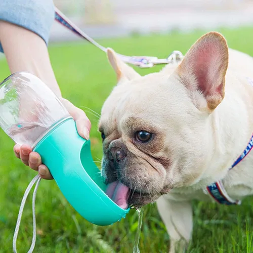 Vista 7 de Kalimdor Botella de agua para perros, dispensador de agua portátil a prueba de fugas para cachorros con alimentador para mascotas, caminar al aire