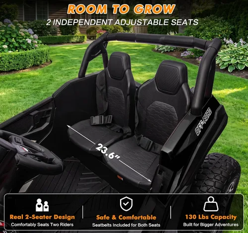 Vista 5 de 24V Ride On UTV Car 2 Seater Electric Ride On Juguete para Niños 4WD Camión Negro