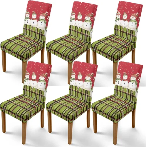 Vista 28 de Rnyleeg Fundas de silla de Navidad para sala de estar, diseño de muñeco de nieve azul, estampado de pájaros, fundas para sillas de comedor, 1