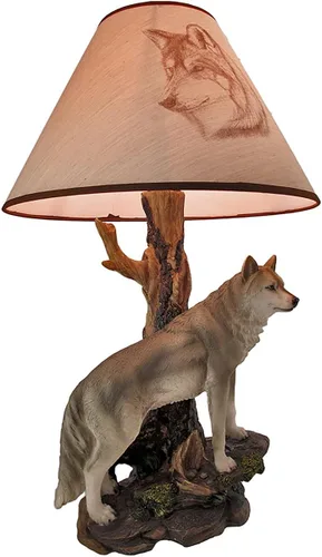 Vista 4 de Zeckos `Denizen of Twilight` Lámpara de mesa Lobo Gris