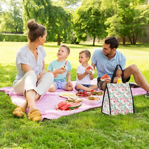 Vista 7 de Lunch Bag Flamingo Cactus Insulated Lunch Tote Bag for Women Men,Cooler Bag Reusable hermal Food Container Durable Leakproof Water-resistant College