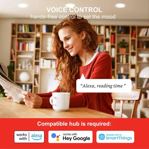 Vista 5 de Sengled Zigbee BR30 Bombilla inteligente, funciona con SmartThings y Echo con hub integrado, control de voz con Alexa y Google Home, requiere blanco