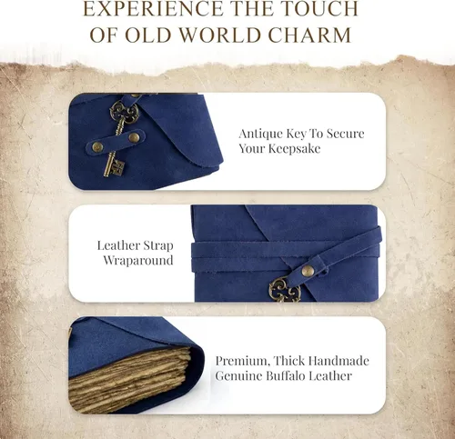 Vista 5 de NomadCraftsCo. Vintage Leather Journal for Men & Women With Lined Pages and Key–7 in x 5 in Leather Bound Writing Notebook for Journaling, Notes &