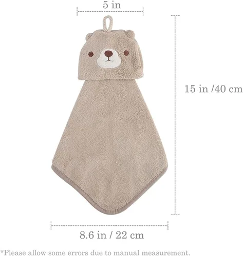 Vista 7 de PRATIQUE Paquete de 5 bonitas toallas de mano, toallas de baño con lazo para colgar, toalla de mano para niños, animales, toalla de mano absorbente