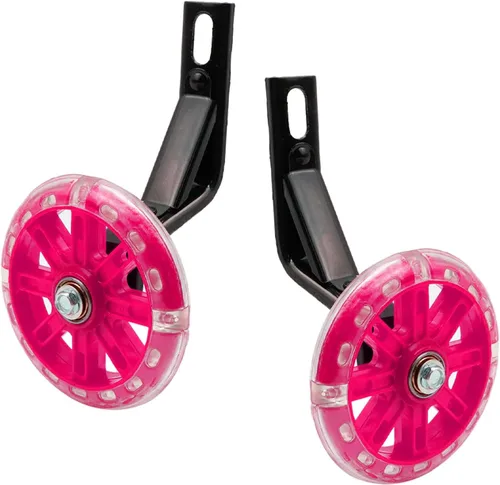 Vista 16 de Par de ruedas auxiliares de bicicleta para niños, accesorios para bicicletas de 12 "14" 16", ruedas de entrenamiento flash