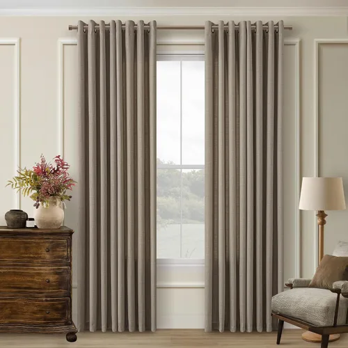 Vista 10 de Cortinas de avena con ojales DUKIYO de 96 pulgadas de largo para sala de estar, comedor, juego de 2 paneles, cortinas de arena y beige