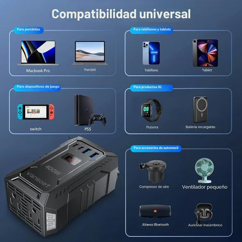 Vista 7 de Inversor de corriente de coche 400W para vehículos DC 12V a AC 110V