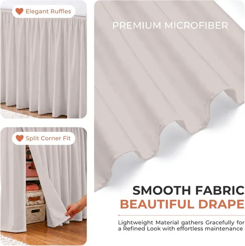 Vista 16 de Dorm Ruffle Twin XL 28" Drop Extra Long BedSkirt, Premium Brushed Microfiber Tailored Drop, Put On Elastic Long Dust Ruffle, Split Corner, Bedroom