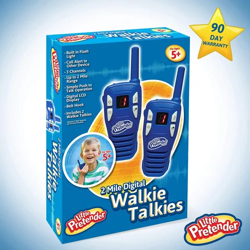Vista 6 de Little Pretender Walkie Talkies para niños, rango de 2 millas, 3 canales, luz de flash incluida