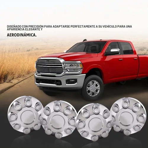 Vista 2 de PIT66 4 tapas de 8 lengüetas, tapa central de rueda de 17 pulgadas, tapas centrales cromadas para Dodge RAM 1500 2006-2008/RAM 2500 2003-2013/RAM