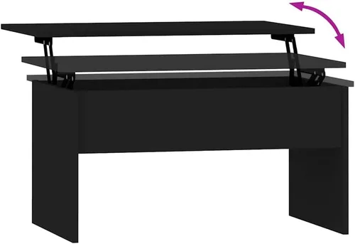 Vista 7 de Lift Top Coffee Table Black 31.5"x19.9"x16.3" Engineered Wood Mesa de Centro for Living Room with Hidden Storage, Modern Matte Finish for Small