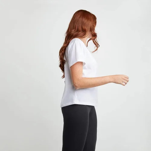 Vista 5 de Champion Powerblend - Camiseta de manga corta para mujer, talla grande, cuello en V, para mujer