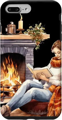Vista 12 de iPhone 16 Book Reading In Fireplace Reader Bookworm Girls Women Case